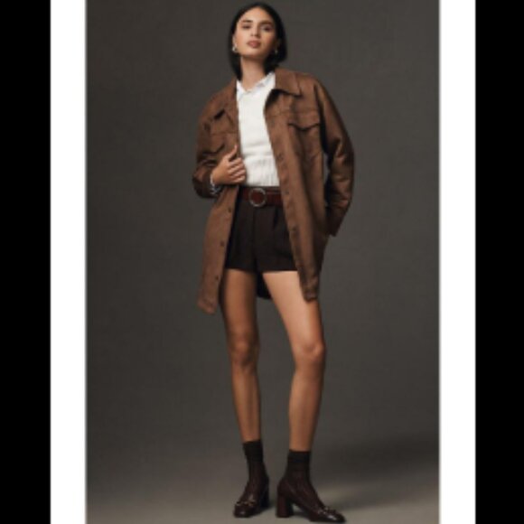 Brand New The Tillie Relaxed Faux-Suede Shacket by Pilcro - Picture 3 of 9